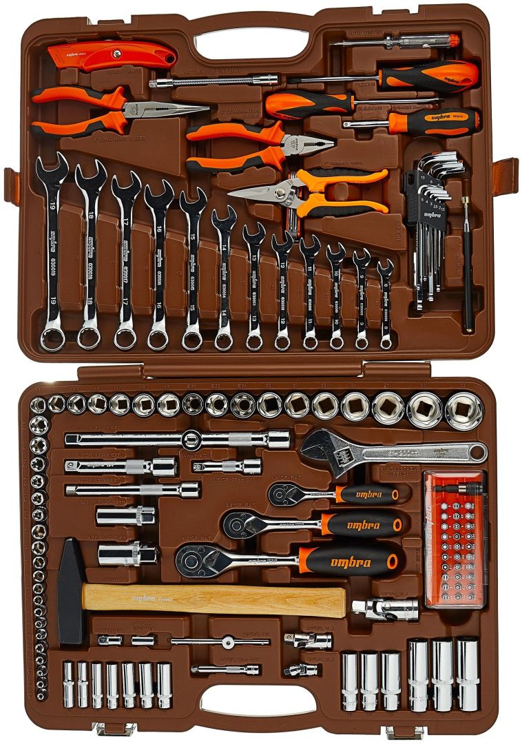 Универсальный набор инструмента 1/4", 3/8" и 1/2"DR Ombra OMT131S, 131 штука - фото